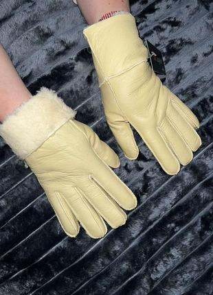 Шикарні жіночі шкіряні рукавички на натуральній овчині дублянка2 фото