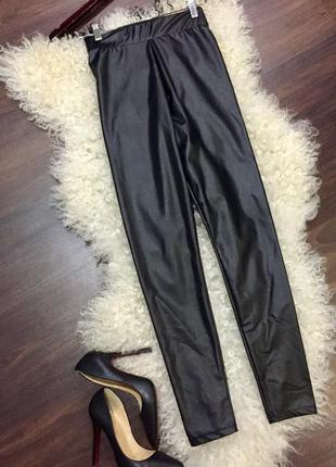 Крутые черные кожаные лосины /штаны topshop кожаные штаны2 фото