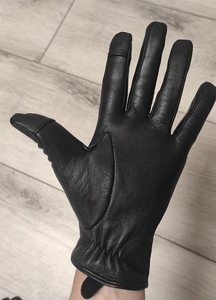 Шикарные перчатки из натуральной кожи матовый черный цвет италия размер s
