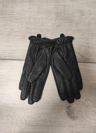 Шикарные перчатки из натуральной кожи матовый черный цвет италия размер s