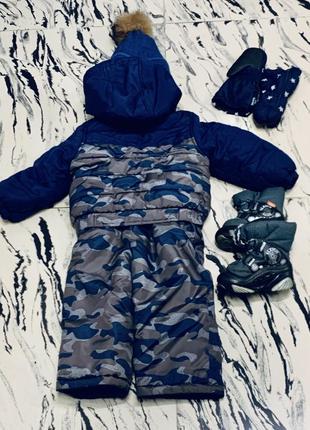 Комбинезон зимний -куртка и полукомбинезон на флисе принт камуфляж oshkosh (сша)2 фото