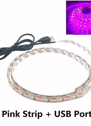 3 м світлодіодна лід led стрічка світильник usb, 5 в, 3528 повербанка або usb рожевий