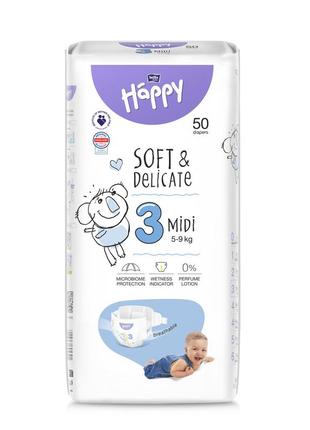 Підгузки bella baby happy midi (3). 50 шт (вага 5-9 кг)1 фото