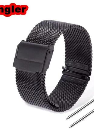 Ремінець металевий для годинника 24 мм чорний. браслет сталевий для розумних смарт-годинників