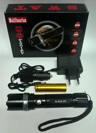 Тактический фонарь ручной bailong 8626, фонарик тактический аккумуляторный ручной, супер яркий фонарик9 фото