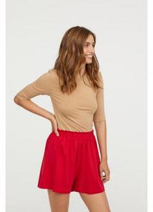 Шорти літні легкі червоні xs s зручні вільні високі високою талією шортики