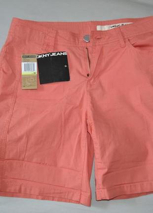 Dkny бермуды шорты коралл м-л хлопок регулируемая длина
