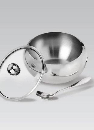 Сахарница maestro mr-1696l с ложкой из нержавеющей стали 560мл