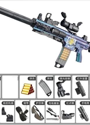 Іграшковий пластиковий електричний автомат гвинтівка м416 стріляє м'якими кулями та гранатометом 92 см
