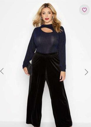 Велюровые брюки плаццо батал