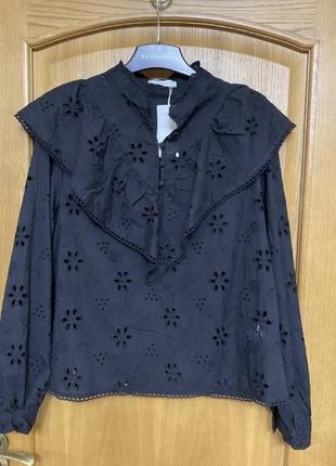 Новая эффектная чёрная блуза полностью из прошвы 50-52 р1 фото