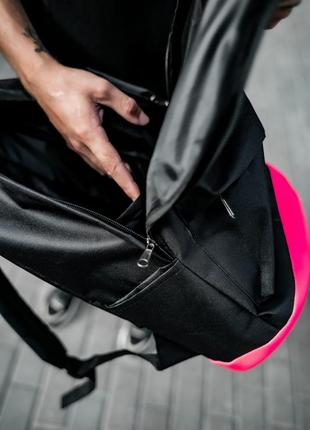 Рюкзак кожанное дно черный розовое дно5 фото