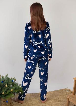 Піжама махрова плюшева для дівчинки новорічна , махровая плюшевая пижама для девочки подростка новогодняя3 фото