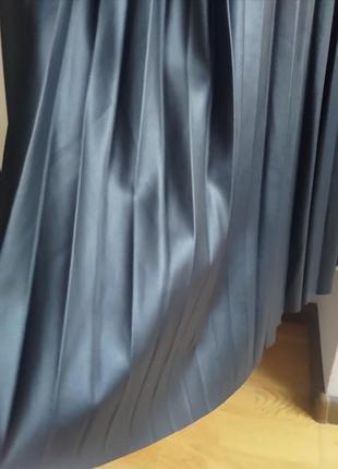 Юбка миди из экокожи плиссе5 фото