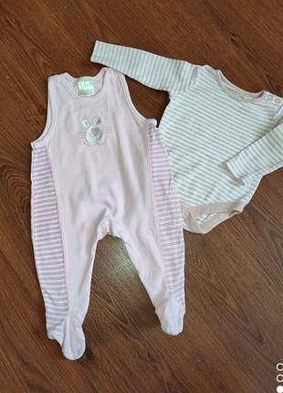 Комплект для малышки. ромпер с бодиком. слип на девочку