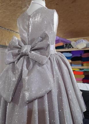 Платье на выпуск с садочка детская выпускная розовая фатина снежинка серебряная нарядная бальная5 фото