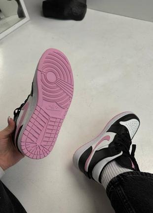 Nike air jordan mid pink black + дополнительные шнурки,материал: натуральная кожа,текстиль5 фото