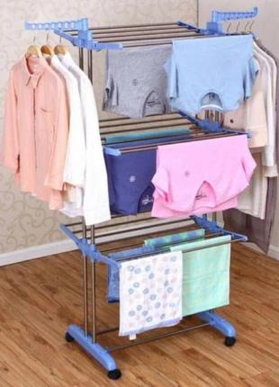 Многоярусная сушилка для белья, вещей, одежды garment rack with wheels складная 2507 sale !8 фото