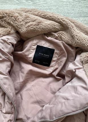 Теплая розовая стильная короткая куртка zara10 фото