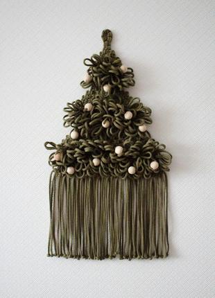 Новогодняя елка макраме панно новогодний декор подарок на рождество герлянда клочные игрушки набор