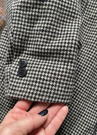 Винтажный шикарный шерстяной пиджак в гусину лапку оверсайз удлиненный6 фото