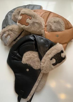 Шапка вушанка в стилі celine