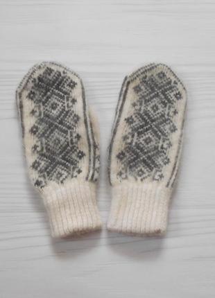 Теплі вовняні рукавиці1 фото