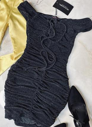 Маленька чорна сукня з люрексом на стяжках, 6 xs5 фото