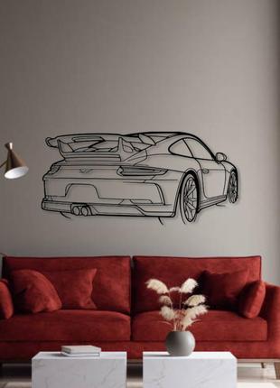 Авто porsche 911 gt3, декор на стену из металла