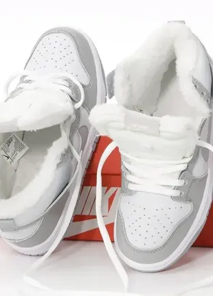 Nike sb dunk winter серые зима winter ❄️ теплые зимние ботинки ботинки fur мех ☔️🌧🌤☀️9 фото