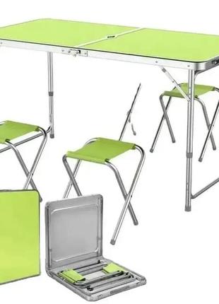Складний стіл з 4 кріслами зелений2 фото