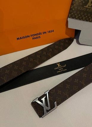 Ремінь в стилі louis vuitton луї віттон  з шкіри 4см є коробка, ремінь 4см шкіряний турція, ремінь унісекс ,  ремінь шкіра6 фото