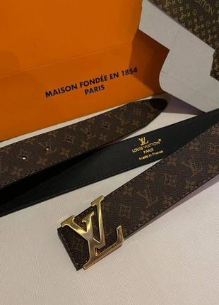 Ремінь в стилі louis vuitton луї віттон  з шкіри 4см є коробка, ремінь 4см шкіряний турція, ремінь унісекс ,  ремінь шкіра1 фото