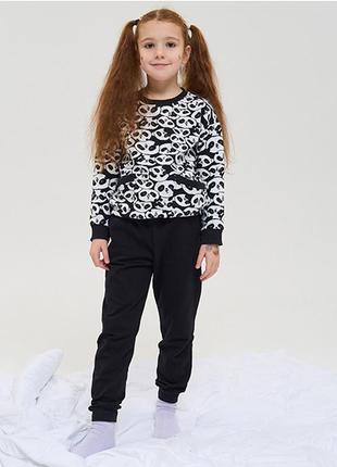 Пижама для девочки с штанами панда 14588