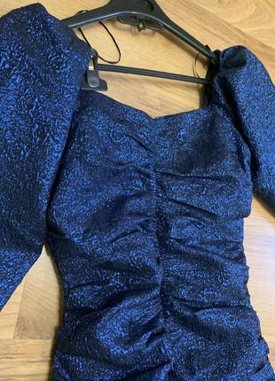Блестящее синее платье нарядное на новый год 36 gina tricot2 фото