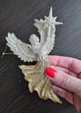Чудові класні гарні ялинкові прикраси іграшки на ялинку птах пташка жарптиця ангел янгол ейфелева вежа декор різдвяний новорічний6 фото