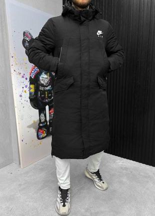 Куртка пальто парка мужская чёрная зимняя1 фото