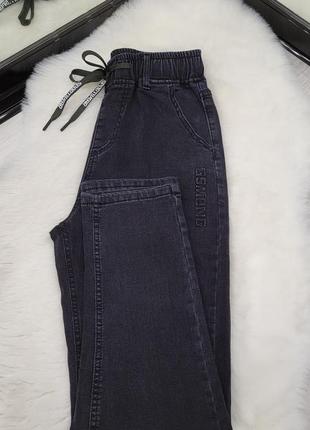 Крутые джинсы мом с напылением флиса5 фото