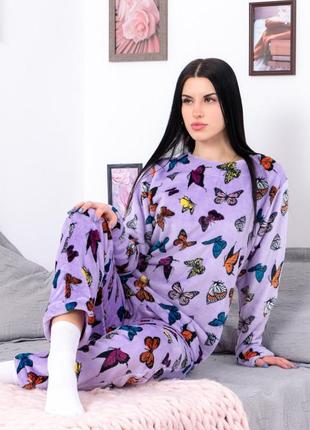 Тепла махрова плюшева жіноча піжама домашня, комплект домашній жіночий велсофт махра4 фото