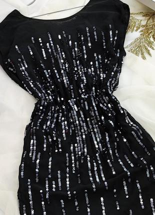 Чорна шифонова сукня в паєтки next2 фото
