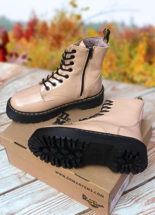 Dr. martens jadon patent beige хутро4 фото