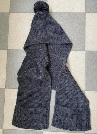 Оригинальный вязанный шарф-капюшон с карманами, новый3 фото