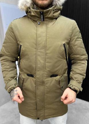 Парка куртка мужская с мехом хаки теплая зимняя3 фото