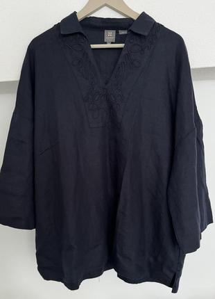 Блуза рубашка сорочка zara manor льон лляна льняна7 фото