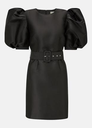Стильное черное мини платье с объемными рукавами, р. м/10-121 фото