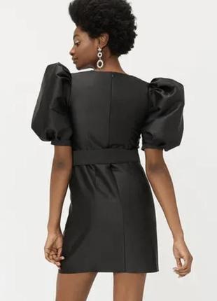 Стильное черное мини платье с объемными рукавами, р. м/10-123 фото