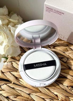 Тональний кушон для обличчя missha m magic cushion cover lasting spf 50+/pa+++, 23 medium beige, 15 г