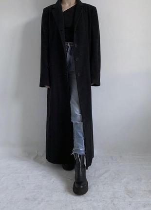 Черное женское пальто на зиму тепло пальто черное длинное оверсайз