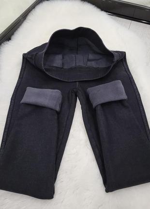 Стрейч джинсы на резинке серый мех🩶4 фото