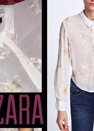 Белая блузка с вышивкой zara